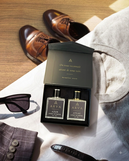 Pack Femme ARVA — Coffret LUNA & CRISTAL ouvert, fond rose